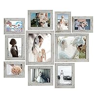 Collage Picture Frame Set of 10 Dirty White, Assorted Size of 4x6 5x7 8x10, Tempered Glass Front, Gallery Wall Decor Tabletop Wall Mount