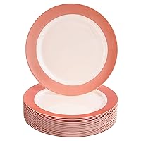 SILVER SPOONS PLASTIC DINNER PLATES FOR BABY SHOWERS - Heavy Duty Disposable Dishes - Elegant Fine China Look - Pastel Collection – Blush (20 PC - 10.25”)
