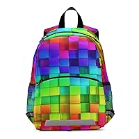 ALAZA Rainbow Checkered Kids Toddler Backpack Purse for Girls Boys Kindergarten Preschool School Bag w/Chest Clip Leash Reflective Strip