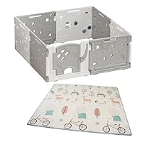 Foldable Baby playpen Baby Folding Play Pen Pet Dog playpen Kids Activity Centre Safety Play Yard Home Indoor Outdoor New Pen a Small Playhouse (Grey) aby Folding mat Play mat