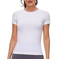 MathCat Workout Shirts for Women Short Sleeve Seamless Yoga Athletic Tees Sports Breathable Gym Athletic Tops