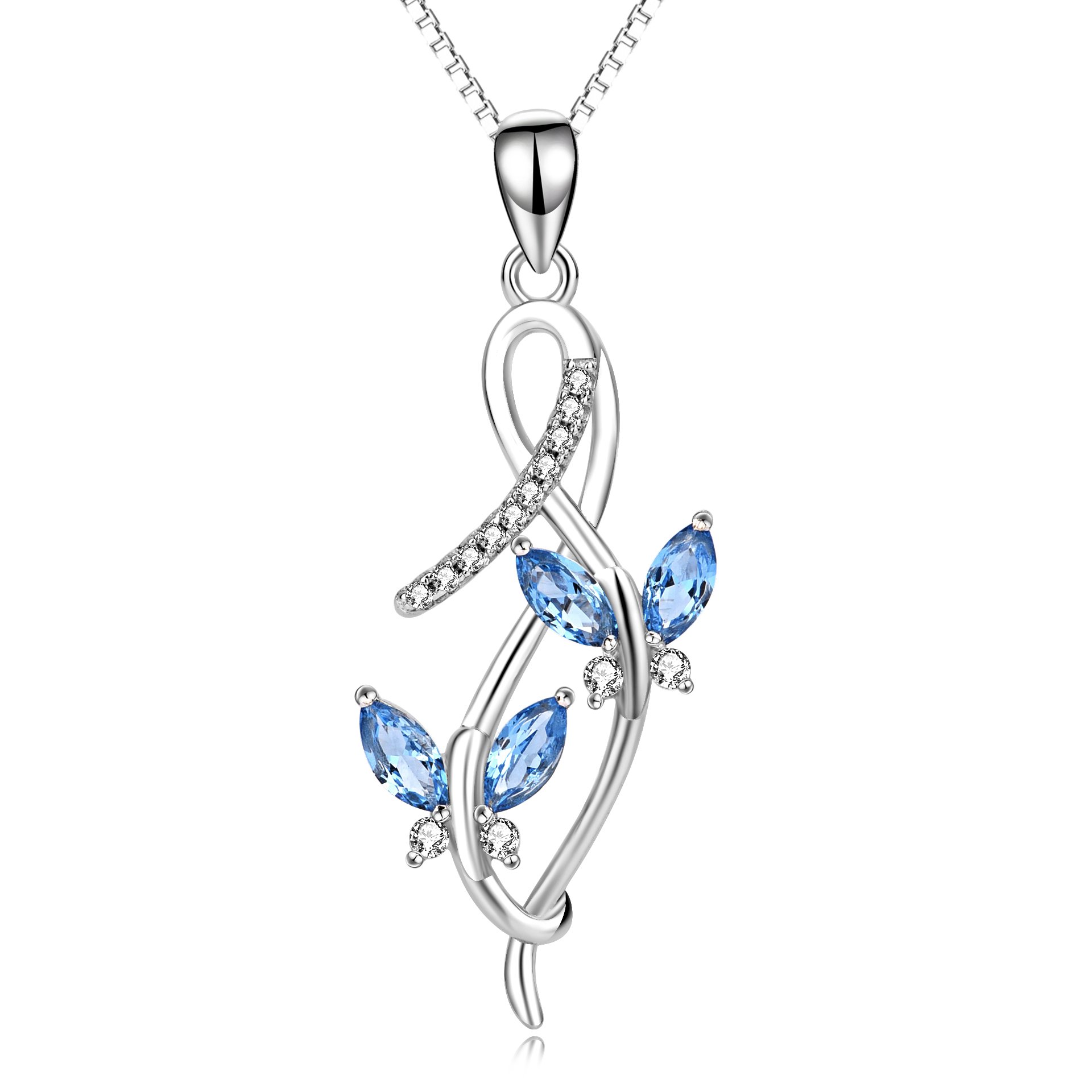 AOBOCO 925 Sterling Silver Butterfly Series Necklace, Valentine Jewelry Gifts for Women