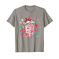 Valentines Day Pink Coffee Cups Latte Iced Cream Chocolate T-Shirt