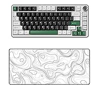 YUNZII B75 PRO Wireless Mechanical Keyboard(Cocoa Cream V2 Switch,Black) Keynovo Gaming Mouse Pad(35.4'' x 15.7'', White Topographic)