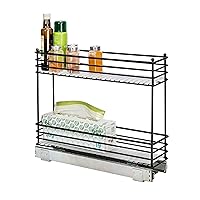 Household Essentials Narrow Sliding Cabinet Organizer, Two Tier Organizer, Matte Black, Great for Slim Cabinets in Kitchen, Bathroom and More, 5