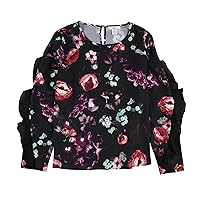 Womens Ruffled Floral Pullover Blouse