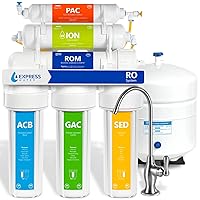 Express Water RODI10D Reverse Osmosis Deionization Water Filtration System – 6 Stage RO Water Filter with Faucet and Tank – Under Sink Water Filter – 100 GPD