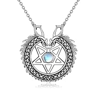 VENACOLY Pentagram Necklace Sterling Silver Steampunk Black Skull/Evil Eye/Pendant Necklace Pentacle Gothic Celtics Pagan Wiccan Magic Amulet Jewellery for Women Men