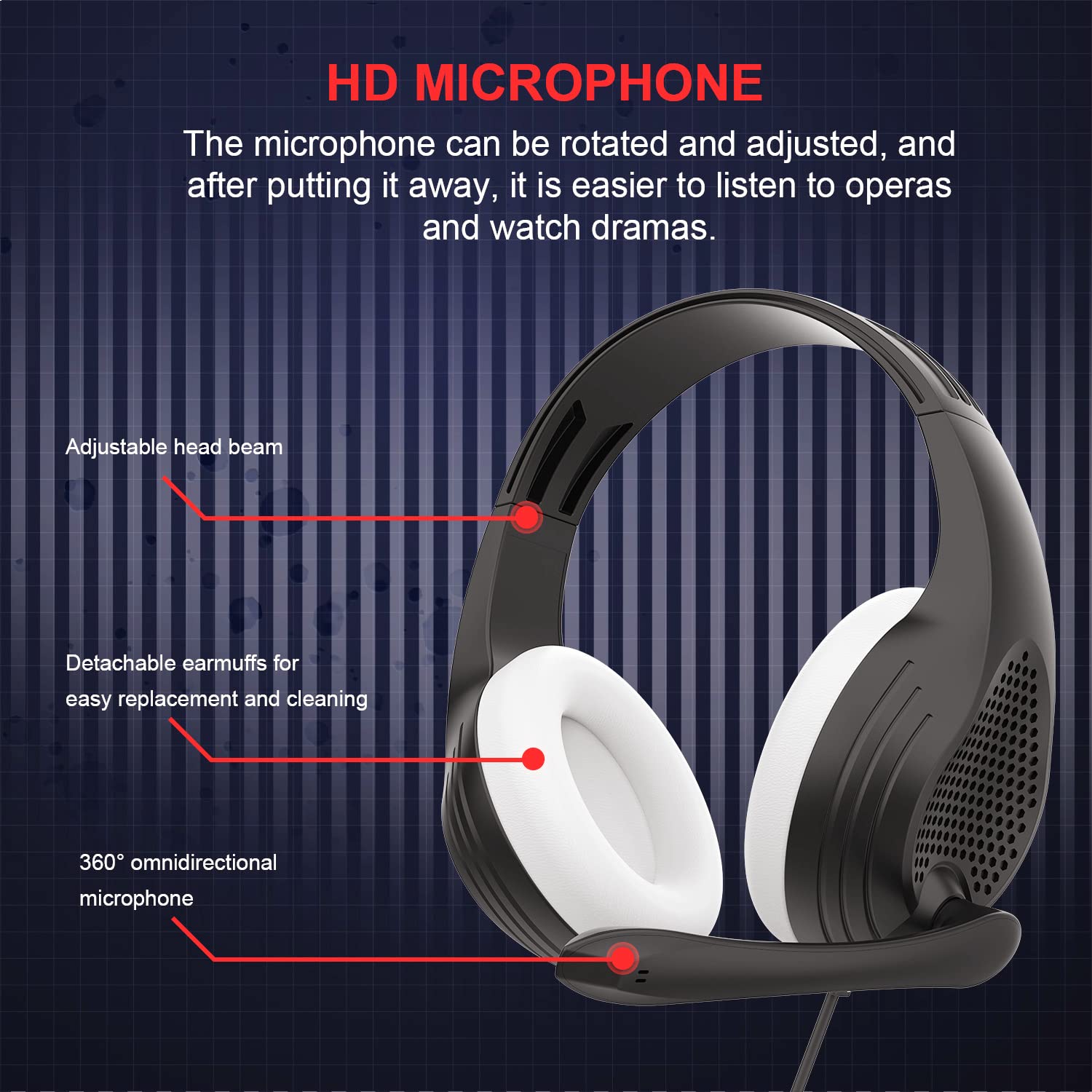 Gaming Headset PC Headphones for Xbox One PS4 PS5 Computer Laptop Tablet Smartphones with Microphone - A9Plus Black White