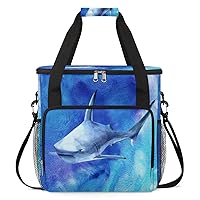 Ocean Sea Animal Shark Coffee Maker Carrying Bag Compatible with Single Serve Coffee Brewer Travel Bag Waterproof Portable Storage Toto Bag with Pockets for Travel, Camp, Trip