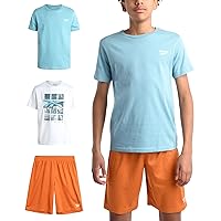 Reebok Boys' Active Shorts Set - 3 Piece Performance Short Sleeve T-Shirt and Mesh Basketball Shorts - Activewear Set (8-12)