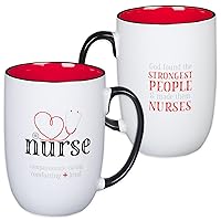 Christian Art Gifts Ceramic Coffee Mug 15 oz Encouraging Mug- God Found the Strongest People and Made Them Nurses - Microwave and Dishwasher Safe Lead and Cadmium-free Novelty White Drinkware