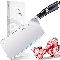 Meat Cleaver, Professional 7.5 Inch Bone Chopping Butcher Knife with Heavy Duty Blade, German Military Grade Composite Steel, Chinese Chef's Bone Cutting Knife for Home Kitchen & Restaurant