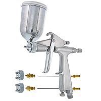 TCP Global Mini Gravity Feed Spray Gun with .8mm, 5mm & 1.0mm Needle & Nozzle Sets & Side Mounted Rotating Cup