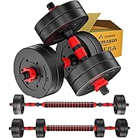 Adjustable Weights Dumbbells Set,20LBS 44LBS Barbell Weight Set for Home Gym,Dumbbells Set of 2 Hand Weights at Home,Push-up,Free Weight Set Fitness Exercise Workout Equipment for Man Women