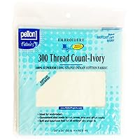 Pellon 2024IVY 300 Thread Count Cotton Fabric for Embroidery, 20 by 24-Inch, Ivory