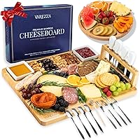 Large Charcuterie Boards Gift Set: Bamboo Cheese Board and Knife Set- Unique Mothers Day Gifts for Mom 10 Entertaining Accessories, Wedding Gifts for Couple, House Warming Gifts New Home