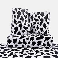 Dtiafu 8 Sheets Cow Print Wrapping Paper with 2 Ribbon Rolls, Black White Cow Gift Wrapping Paper Bulk Folded Flat for Birthday Baby Shower All Occasion,20 x 28inch Per Sheet