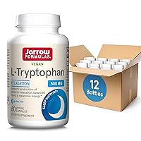 L-Tryptophan, 500 mg Dietary Supplement for Stress, Sleep, and Mood Support, 60 Capsules, 60 Day Supply (Pack of 12)