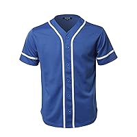 Youstar Men's Solid Front Button Closure Athletic Baseball Inspired Jersey Top
