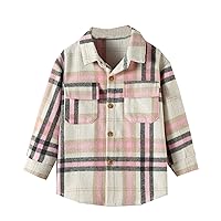 Toddler Baby Girl Boy Shirt Jacket Long Sleeve Plaid Flannel Sweater Coat Tops Kids Boy Coat Fall Winter Top