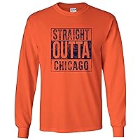 UGP Campus Apparel Straight Outta Chicago - Chicago Football Long Sleeve T Shirt - Large - Orange
