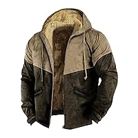 Winter Coat Men With Hood Fleece Full Zip Coat Heating Thick Waterproof Casual Vintage Oversized Jacket