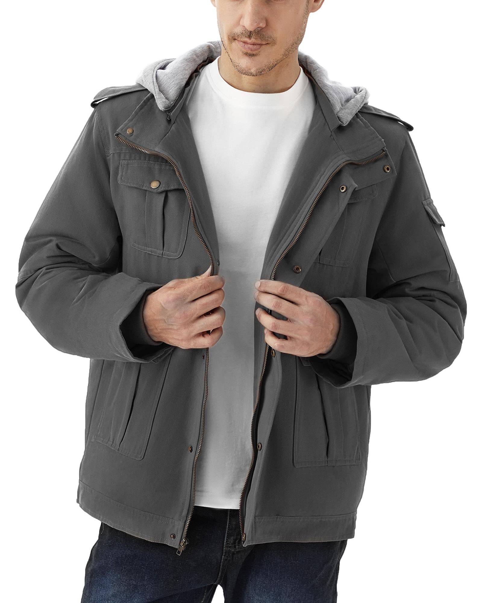 Mua WEEN CHARM Men's Winter Jackets Casual Military Coat Fleece Sherpa  Lined Work Jacket with Removable Hood trên Amazon Mỹ chính hãng 2023 | Fado