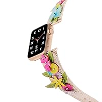 Flower beading leather watch band 38 40 42 44 mm iwatch strap