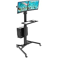 Mount-It! Adjustable Computer Cart, Rolling Computer Desk with Dual Monitors for Screens up to 32