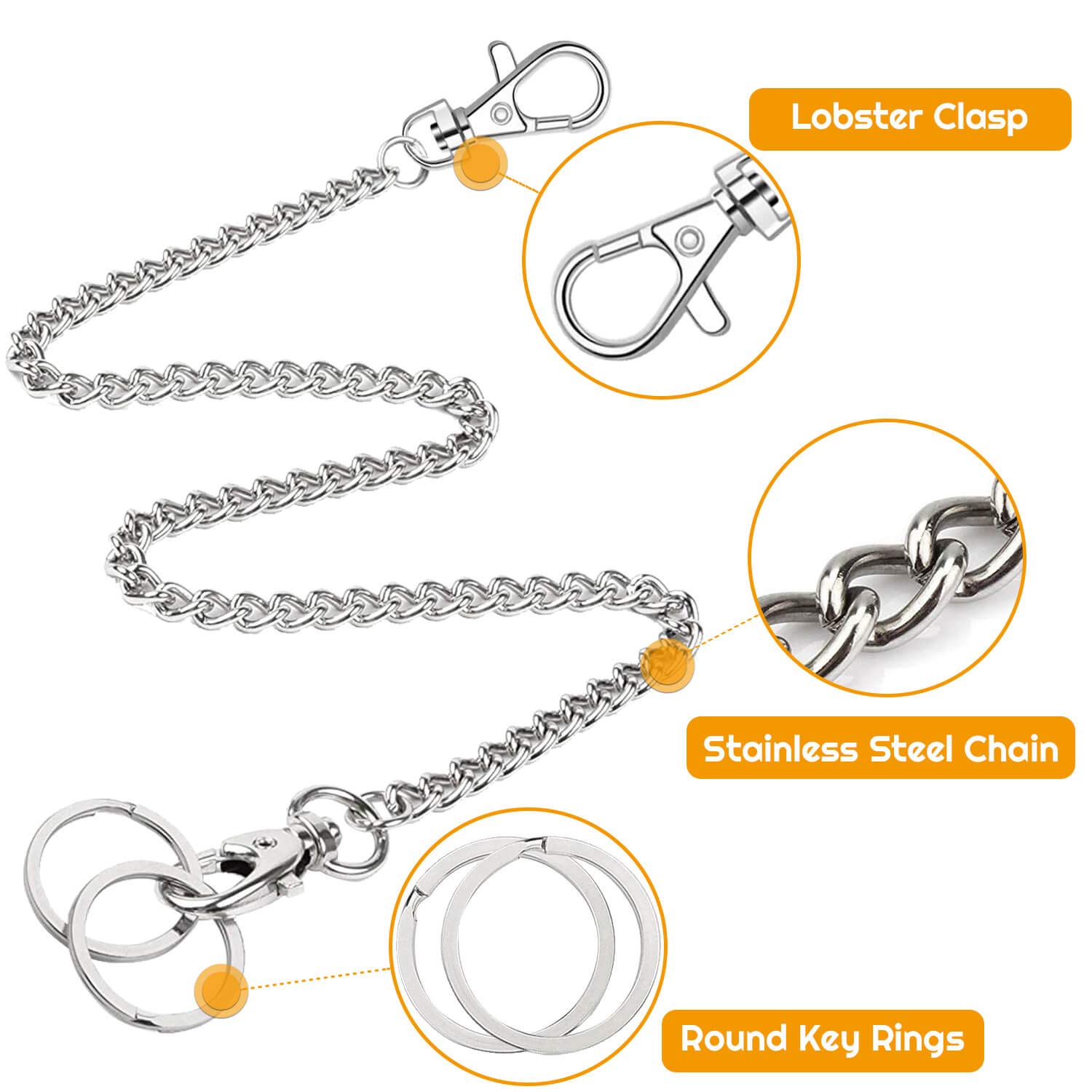 Belt Chain, Shynek 3pcs Pocket Chain Wallet Chain Janes Pants Chain for Eboy, Egirl, Men and Women