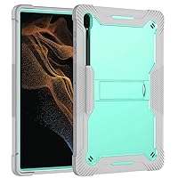 for Samsung Galaxy Tab S8 Ultra (2022) Model[SM-X900/X906] Hybrid Shockproof Rugged Drop Protection Cover with Kickstand 14.6Inch (Light Green/Grey)