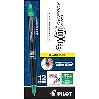 PILOT, FriXion Synergy Clicker Erasable, Refillable, Retractable Gel Ink Pens, Extra Fine Point 0.5 mm, Pack of 12, Green Ink