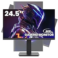 CRUA 24.5Inch Gaming Monitor 144Hz/165Hz, FHD 100% sRGB Computer Monitor, Height/Pivot/Swivel/Tilt Adjustable Vertical Monitor, Support FreeSync, DisplayPort, HDMI, Wall Mount (75mmX75mm)