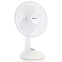 12 Inch 3 Speed Oscillating Table Fan- White