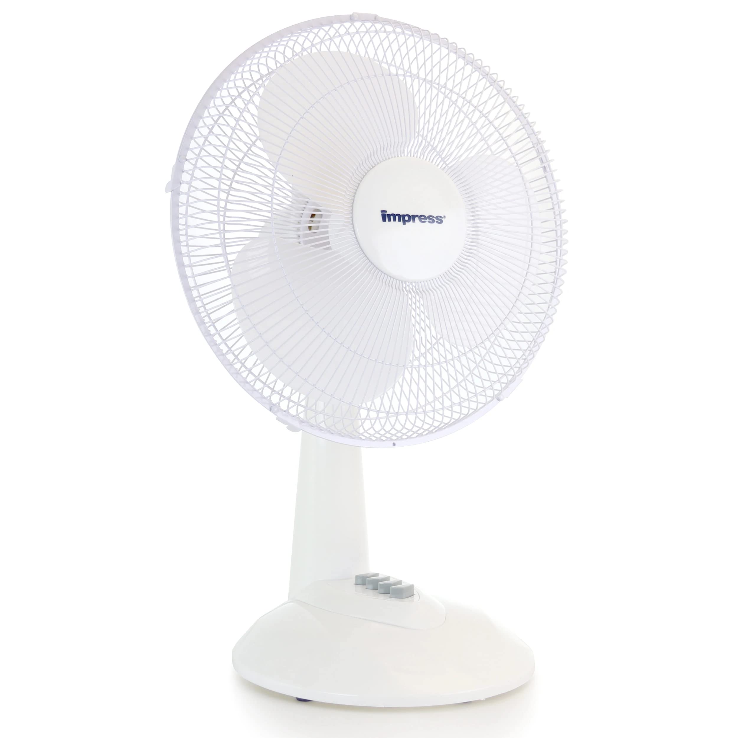 Impress 12 Inch 3 Speed Oscillating Table Fan- White