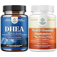 Bundle of DHEA 100mg for Men and Women for Enhanced Energy and Hormone Balance and Potent Daily Multivitamin Gummies for Adults - Adult Vitamin Gummy for Energy and Immunit