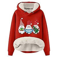 Ugly Christmas Sweatshirt For Women Casual Winter Fleece Sherpa Lined Hoodie Oversized Warm Cozy Graphic Pullover