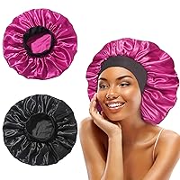2Pcs Silk Bonnet Satin Bonnet for Sleeping Soft Elastic Band Hair Bonnets for Women Silk Hair Wrap for Curly Hair