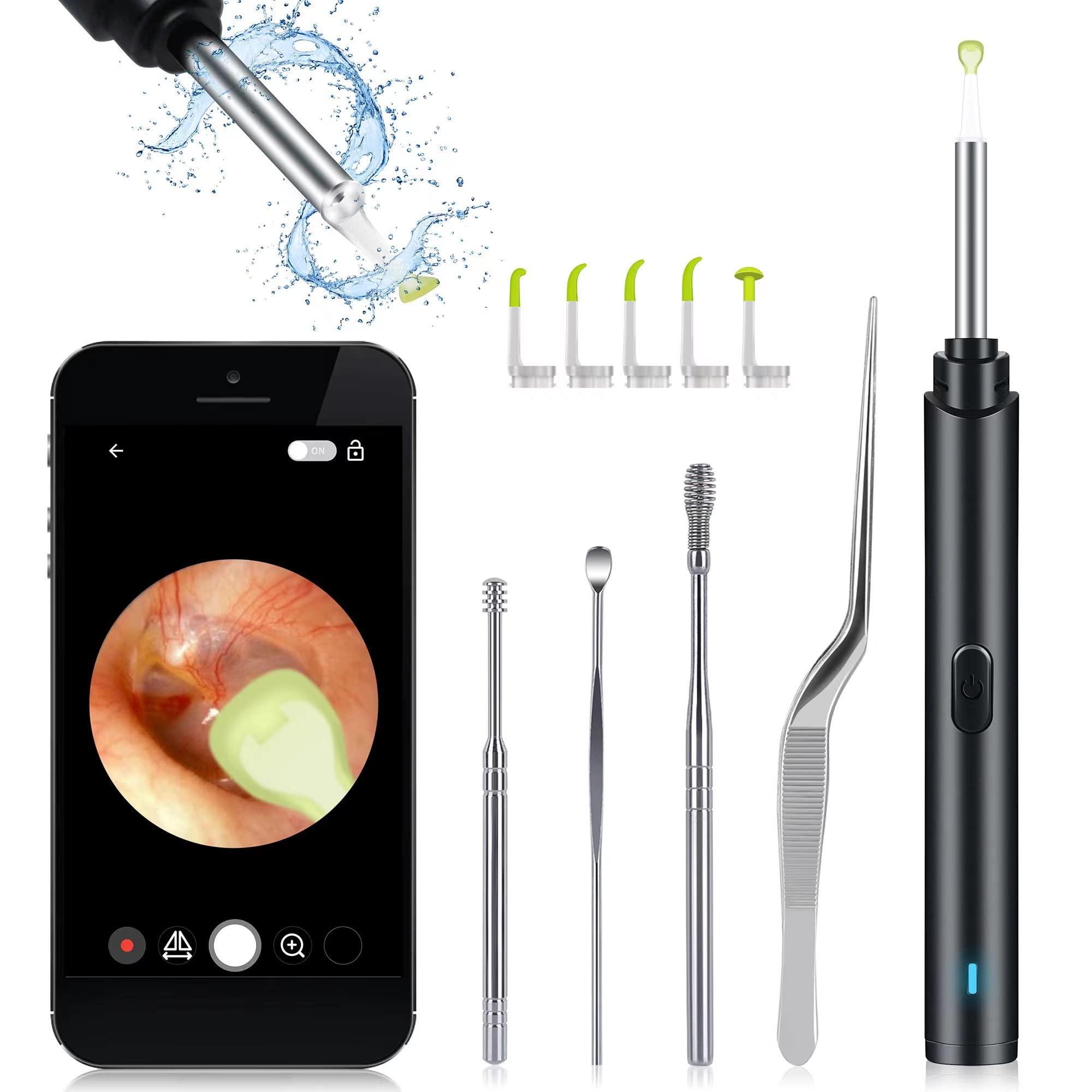 Ear Wax Removal Tool, Wireless WiFi Ear Cleaner with 1296P FHD Camera, Earwax Remover, Ear Scope Otoscope with Light, Ear Cleaning Kit Smart Visual for iPhone, iPad & Android