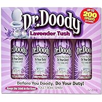 Dr.Doody Freshening Toilet Spray, Lavender Tush, 1.85oz, 4 Count in Gift Box