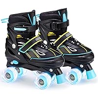 Kids Roller Skates for Girls and Boys, 4 Sizes Adjustable Roller Skates with 8 Light Up Wheels, Fun Illuminating Toddler Rollerskates for Kids Youth Beginner, Patines para Niñas Niños