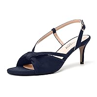 SKYSTERRY Womens Dating Buckle Suede Casual Open Toe Slingback Stiletto Mid Heel Heeled Sandals 2.5 Inch