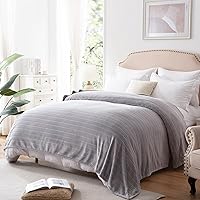 Bertte 330 GSM Lightweight Fluffy Cozy Luxury Decorative Stripe Bed Couch Plush Throw Super Soft Fuzzy Warm Blanket, Queen(90