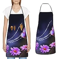 Waterproof Apron Adjustable Bib with 2 Pocket Mid Century Modern Cooking Aprons for Women Men Chef Bibs for Baking