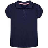 Nautica Girls' School Uniform Short Sleeve Polo Shirt, Button Closure, Soft Pique Fabric
