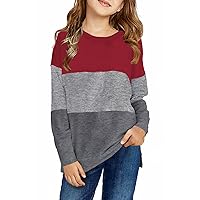 storeofbaby Girls Tops Casual Long Sleeve Shirts Loose Round Neck Tunic Blouse