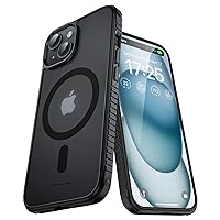 UNBREAKcable Case for iPhone 15, [Compatible with MagSafe] [Military Grade Shockproof] [Non-Slip] Translucent Matte Back and Soft TPU Edge Protective Case for iPhone 15 6.1inch, Black