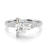 East West Accented Basket Engagement Ring, Trillion Cut 2.05CT, Colorless Moissanite Ring, 925 Sterling Silver, Promise Ring, Wedding Ring, Perfact for Gift Or As You Want