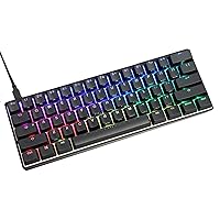 Mechanical Gaming Keyboard Vortexgear Pok3r 60%, ABS Double Shot Translucent Keycaps, RGB LED Backlit, 61 Keys (Aluminium CNC Casing) (Cherry Mx Speed Silver, Black)